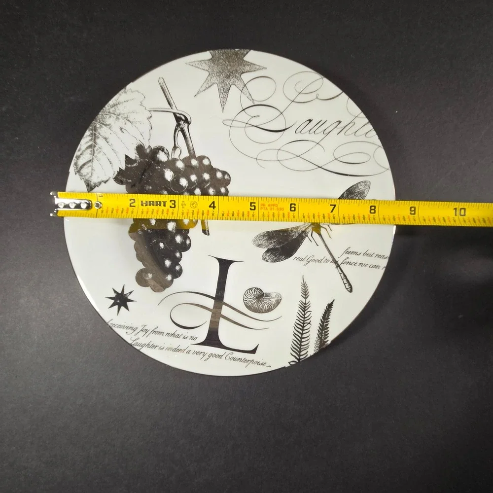 Pottery Barn Salad Plate White Black‎ Grapes Dragonfly Laughter Japan 8